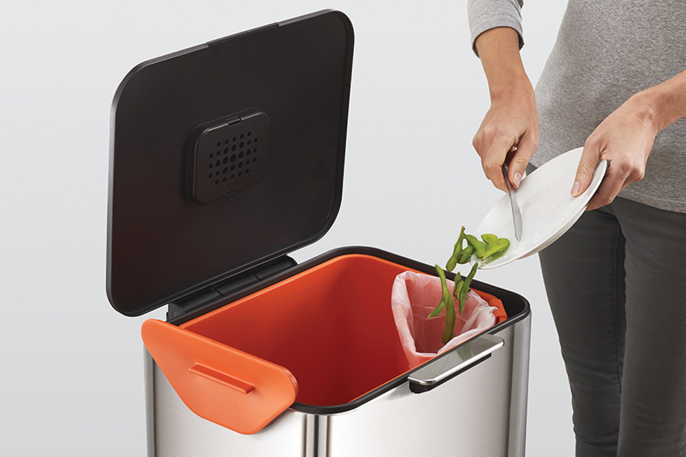 Контейнер для мусора с двумя баками totem max, 60 л, нержавеющая сталь