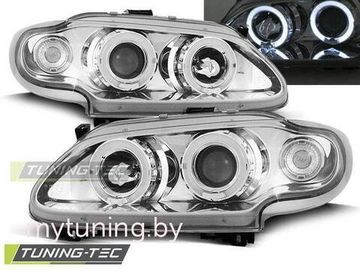 Передние фары Renault Megane 1/Scenic 1 angel eyes chrome