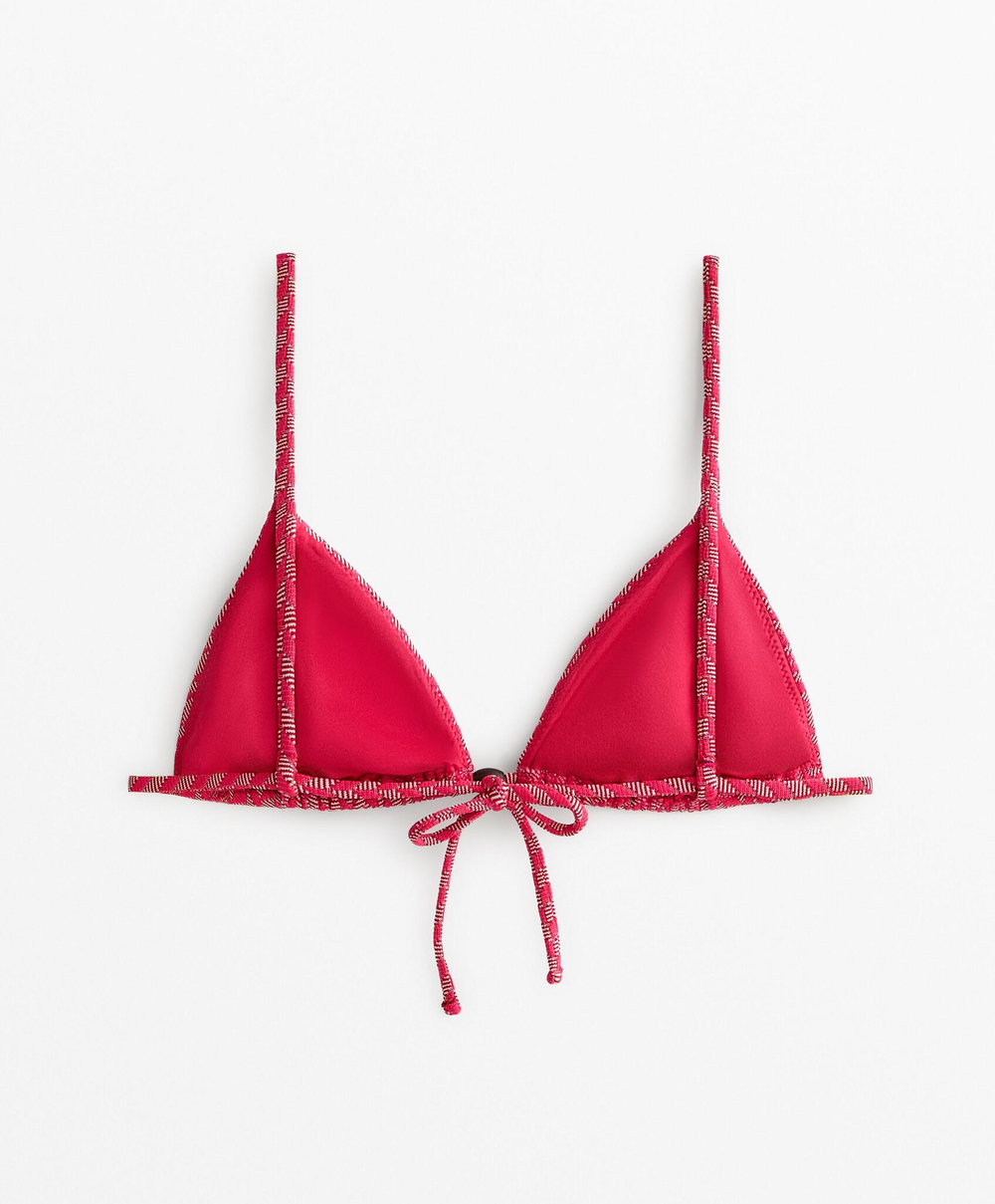 OYSHO Жаккардовый треугольный топ бикини, фуксия