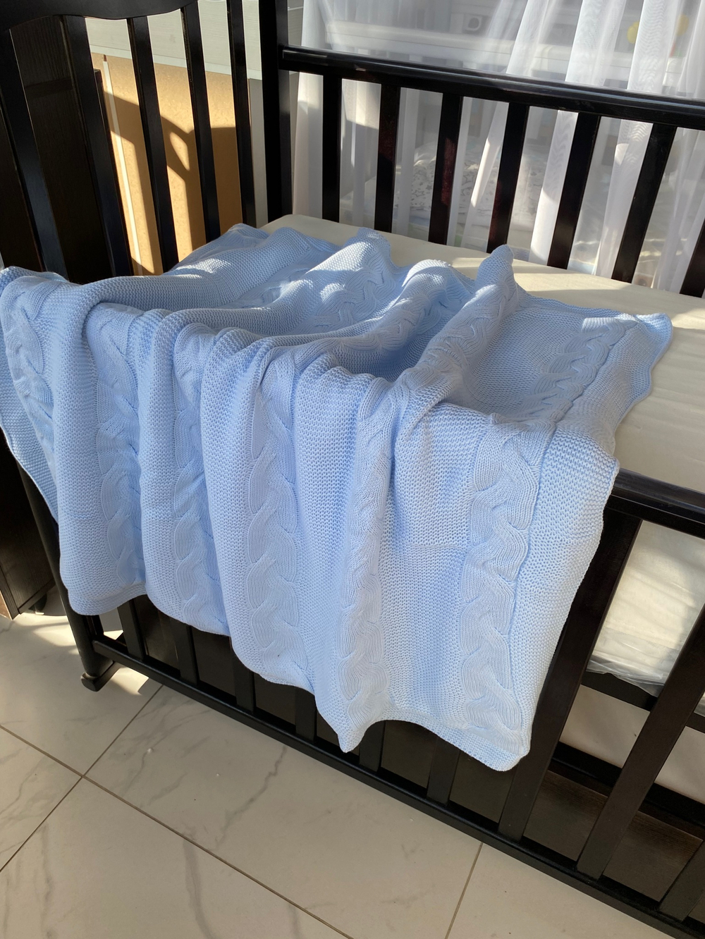 Теплый плед с мехом "Коса" (Серый)