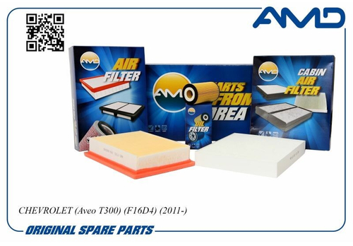 Комплект фильтров Chevrolet Aveo T300 (воздуш. + масл.+ салон.) (AMD)