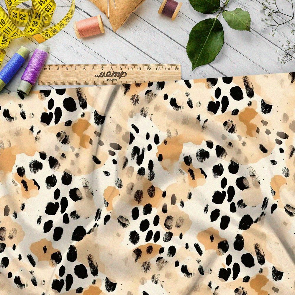 Ткань премиум мембрана черные пятна на розовом