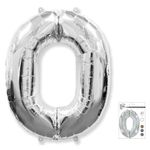 Шар (40"/102 см) Цифра "0" Серебро в упаковке / Zero