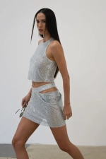 Стразовая юбка Glass Mini Skirt