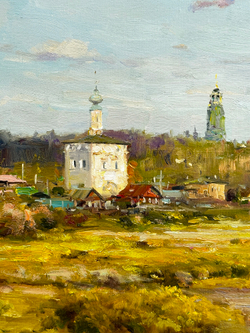Плотников В.В. Суздаль. Ильинский луг. Холст, Масло. 2023г. Размер холста 40х70 см.