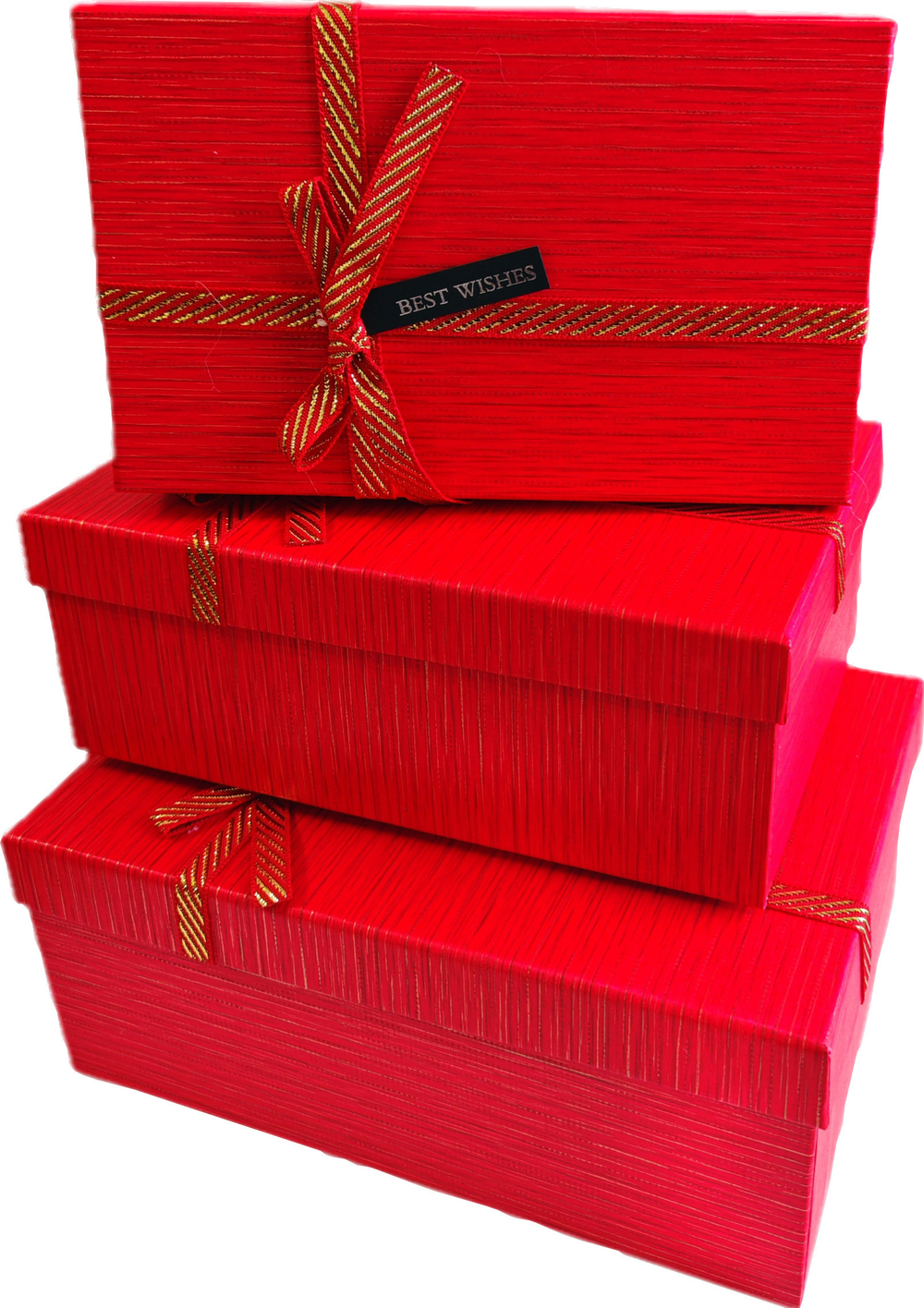 Набор подарочных коробок 3в1 с бантом, красный 19*12*6.5, 21*14*8, 23*16*9.8см