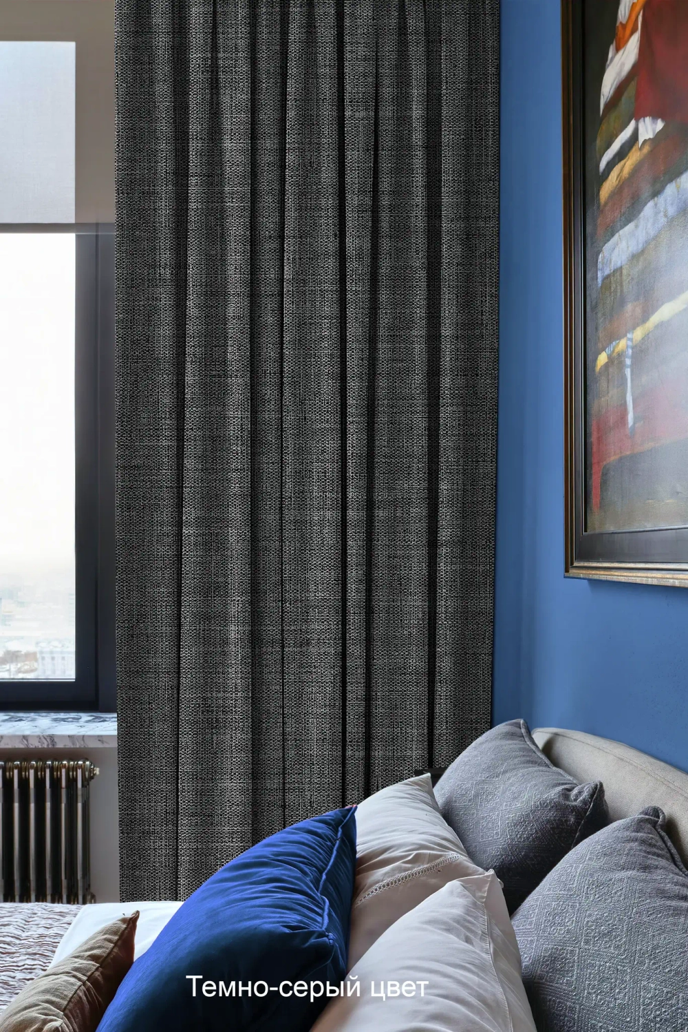 Дизайн штор "Текстура льна в серых оттенках"