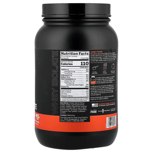 Rule One Proteins, R1, протеиновая смесь для приготовления напитка, со вкусом клубники с кремом, 900 г (1,98 фунта)