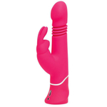 Розовый вибратор Thrusting Realistic Rechargeable Rabbit Vibrator с имитацией толчков - 22,8 см. (Цвет: розовый)