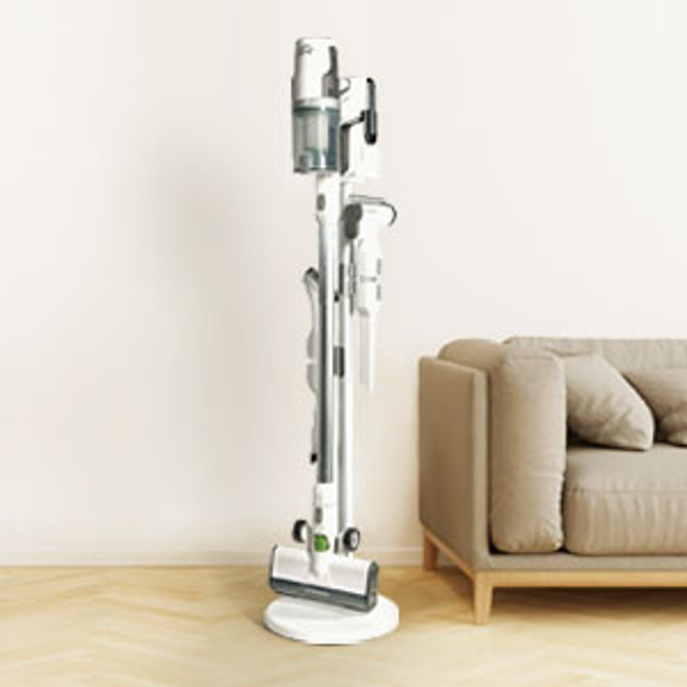 Белый беспроводной вертикальный пылесос Greenworks 4701107UB, 24V, с 1хАКБ 4 Ач и ЗУ