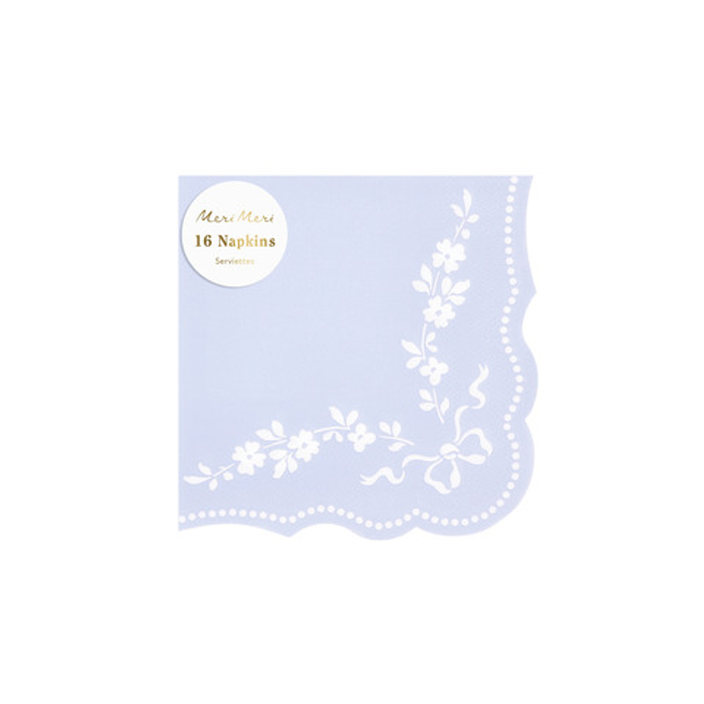 Салфетки маленькие васильковые "Рококо" 8 шт. (12,7 х 12,7 см)