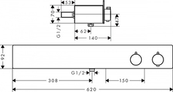 Термостат 13108400 ShowerTablet 600, для 2 потребителей, ВМ (нужна СЧ 13129180)