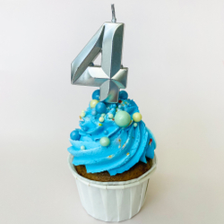 Свечи для торта, цифра 4 (серебро, 5 см)