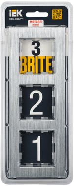BRITE Рамка 3 -местная РУ-3-1-БрА металл алюминий IEK
