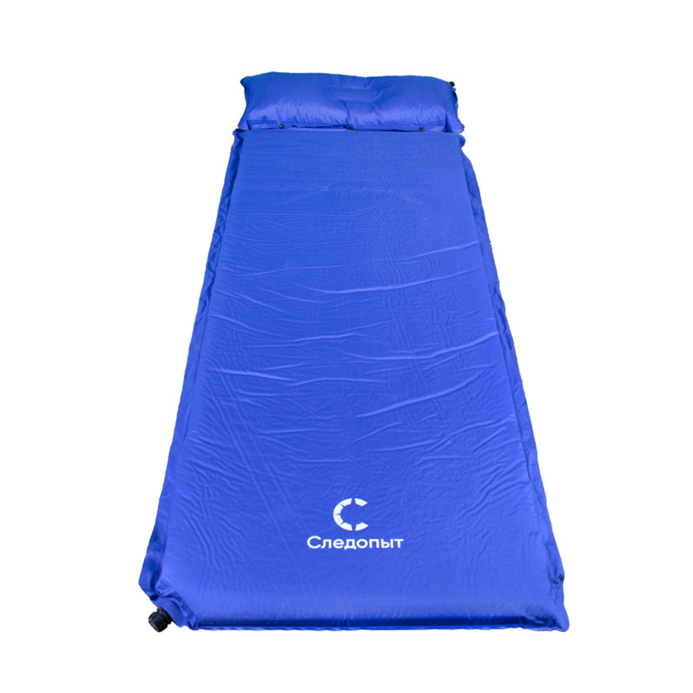 Коврик самонадувающийся с подушкой СЛЕДОПЫТ, 188x65x5 cм, стандарт, синий