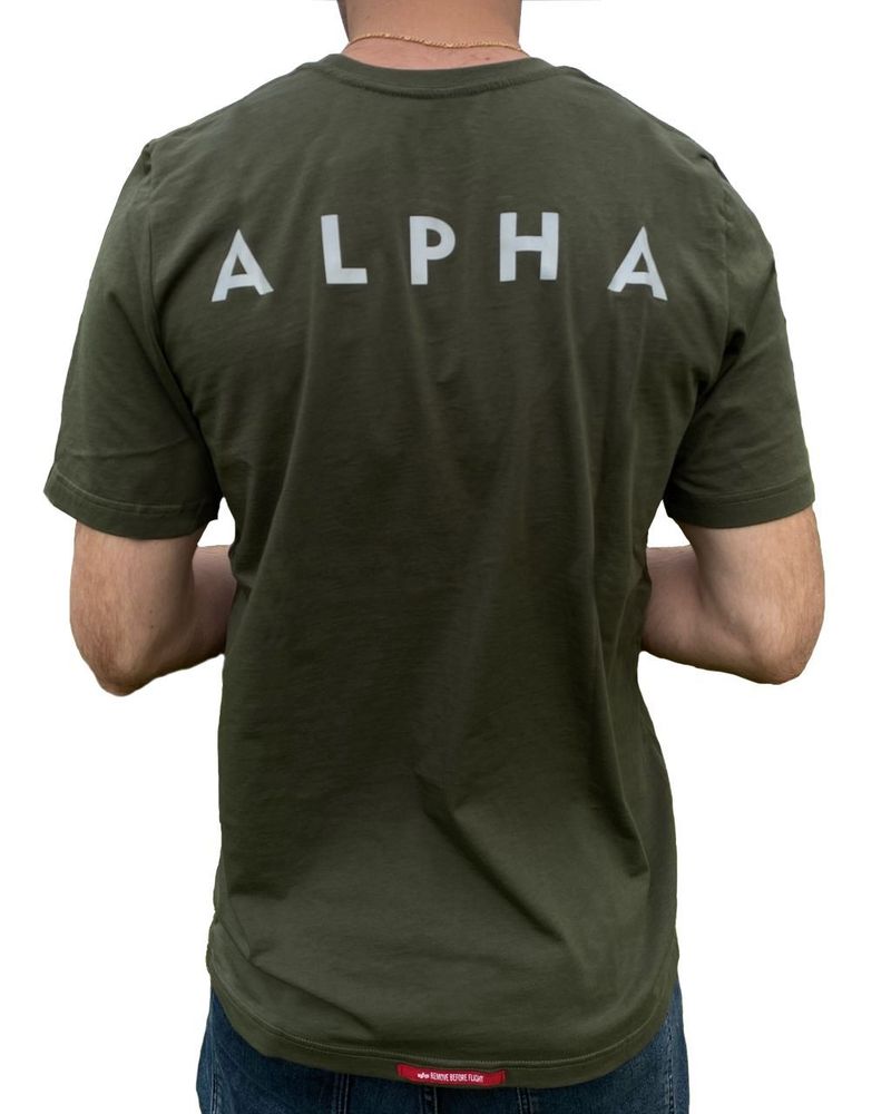 Футболка Alpha Industries Reflective Small Logo Зеленая
