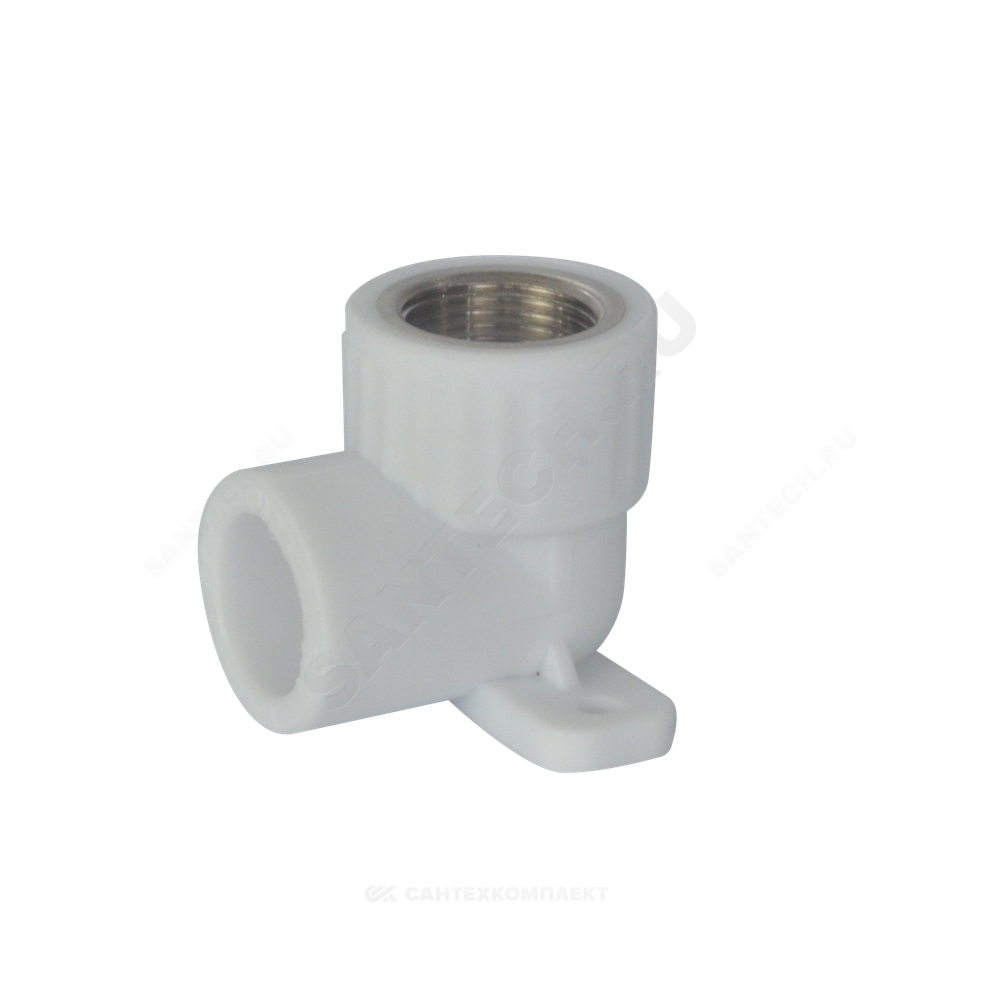 Угольник PP-R комбинированный белый Дн 20х1/2" ВР с креплением VALFEX 10120020