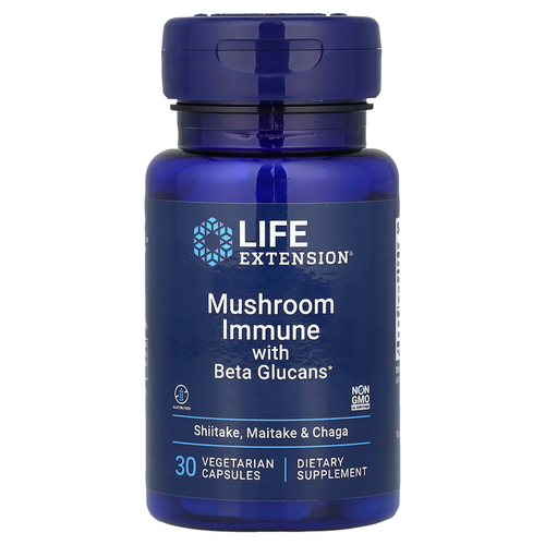 Life Extension, Mushroom Immune with Beta Glucans, 30 вегетарианских капсул