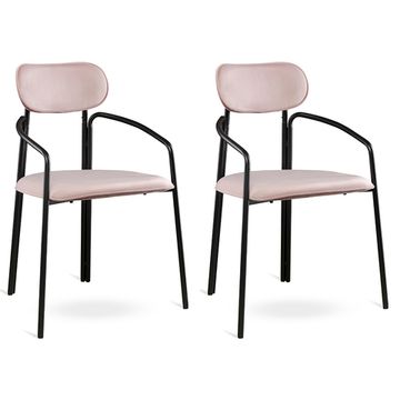 Набор из 2 стульев ror, round, велюр, черный/розовый