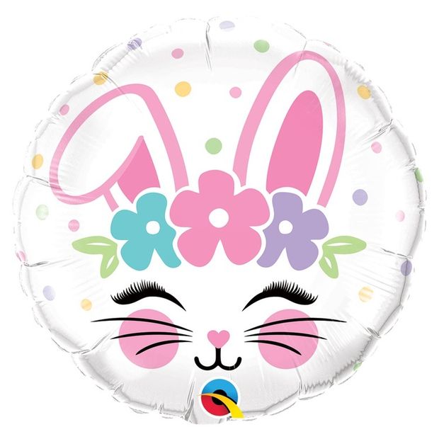 Q 18" Заяц в цветочном ободке круг (БГ-15)