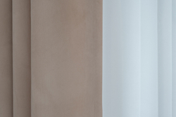 Портьера 275х260 Garda Decor Silkу 5 бежевая на подкладе