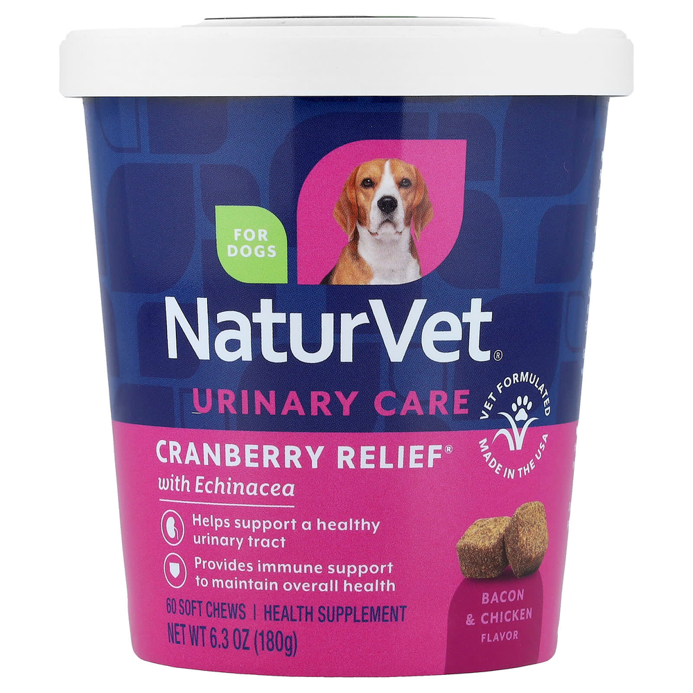 NaturVet, Urinary Care, Cranberry Relief® с эхинацеей, для собак, бекон и курица, 60 жевательных таблеток, 180 г (6,3 унции)