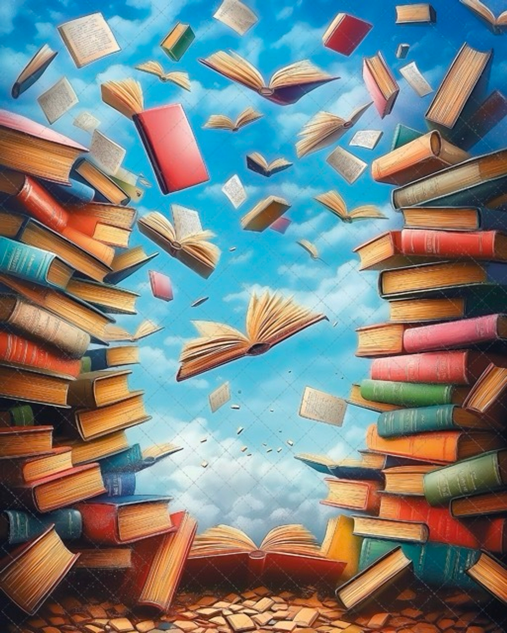 Летающие книги №1 - фон неопреновый