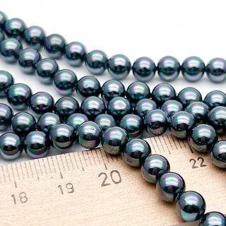 "Майорка" шар, цвет черный АВ, диаметр 6,3 мм, цена за 31-32 шт (1/2 нити)