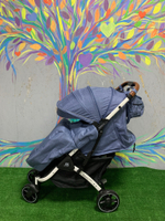 Коляска прогулочная Babalo 2022 Синий текстиль на белой раме с сумкой