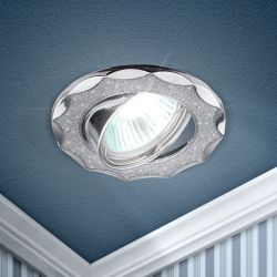 DK17 CH/SH SL Светильник ЭРА декор звезда со стеклянной крошкой MR16,12V/220V, 50W,хром/серебряны | Декоративные встраиваемые светильники