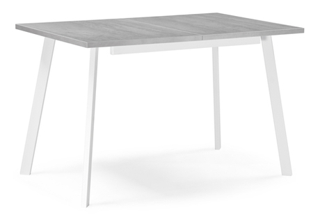 Стол деревянный Woodville Колон Лофт 120(160)х75 бетон светлый, белый матовый, ножки белые