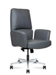Кресло офисное Норден / Бонно LB / Bonno LB / серая кожа / алюминиевая база