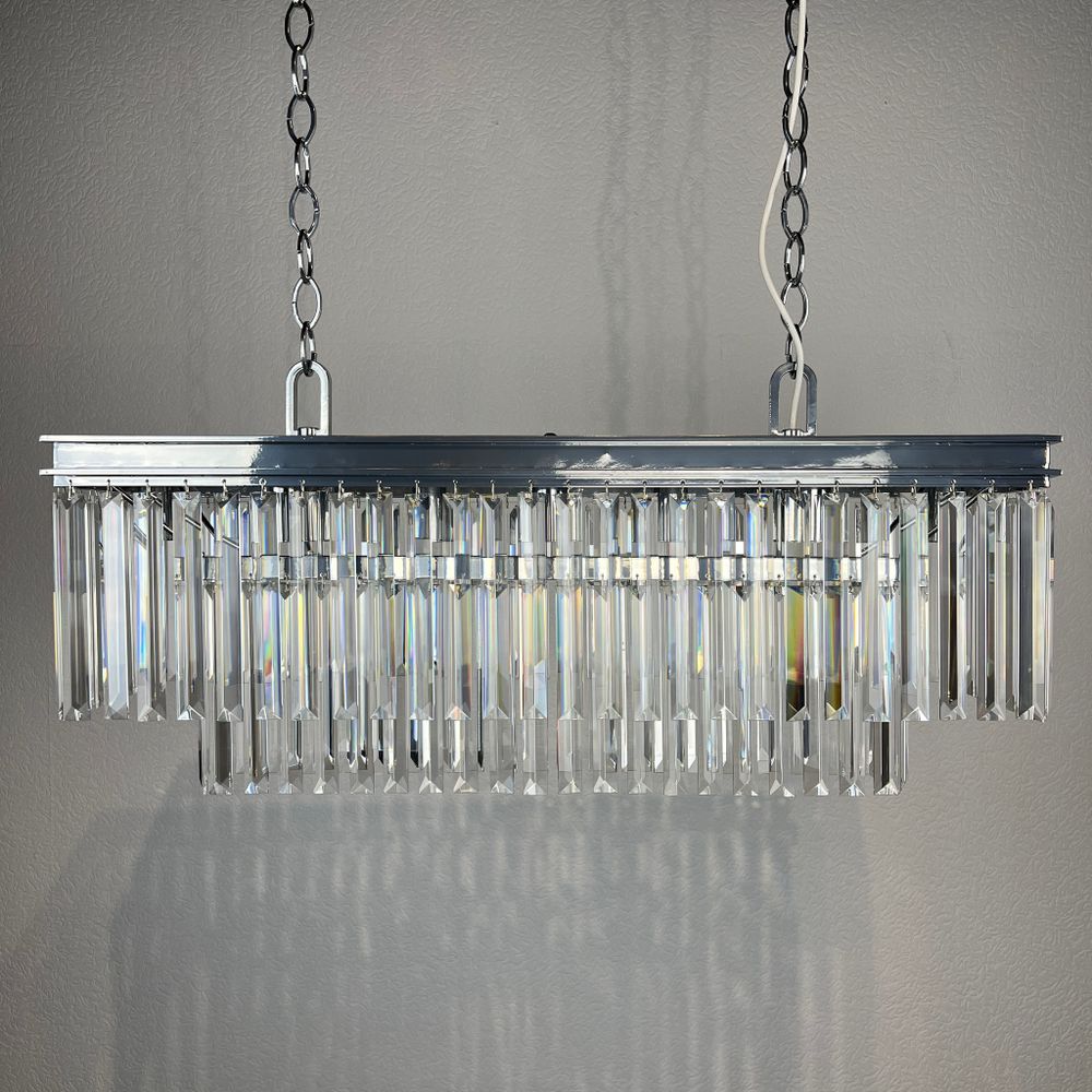 Подвесная Люстра Rh 1920S Odeon Clear Glass Fringe Chrome By Imperiumloft