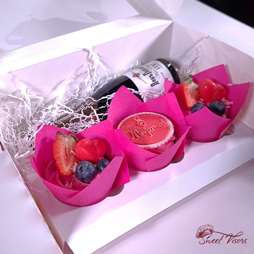 Кпкейки с шомпанским на 8 марта набор кондитерская Sweet Visors сладкие козырьки кондитер Светлана Дегтерева