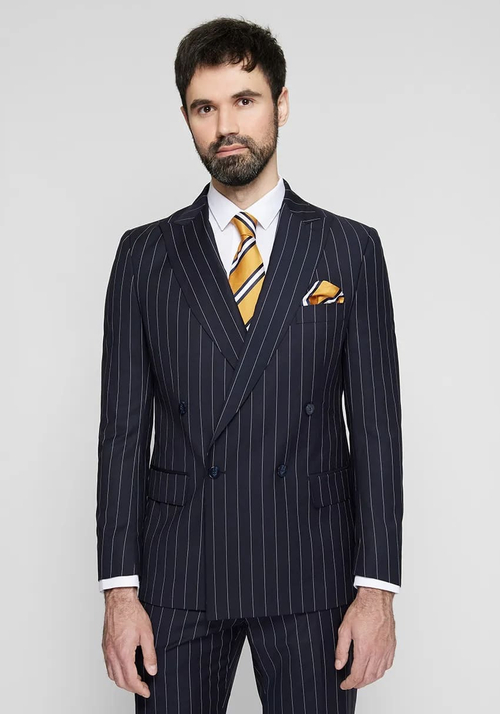 Мужской классический костюм тройка (темно-синий) Б38