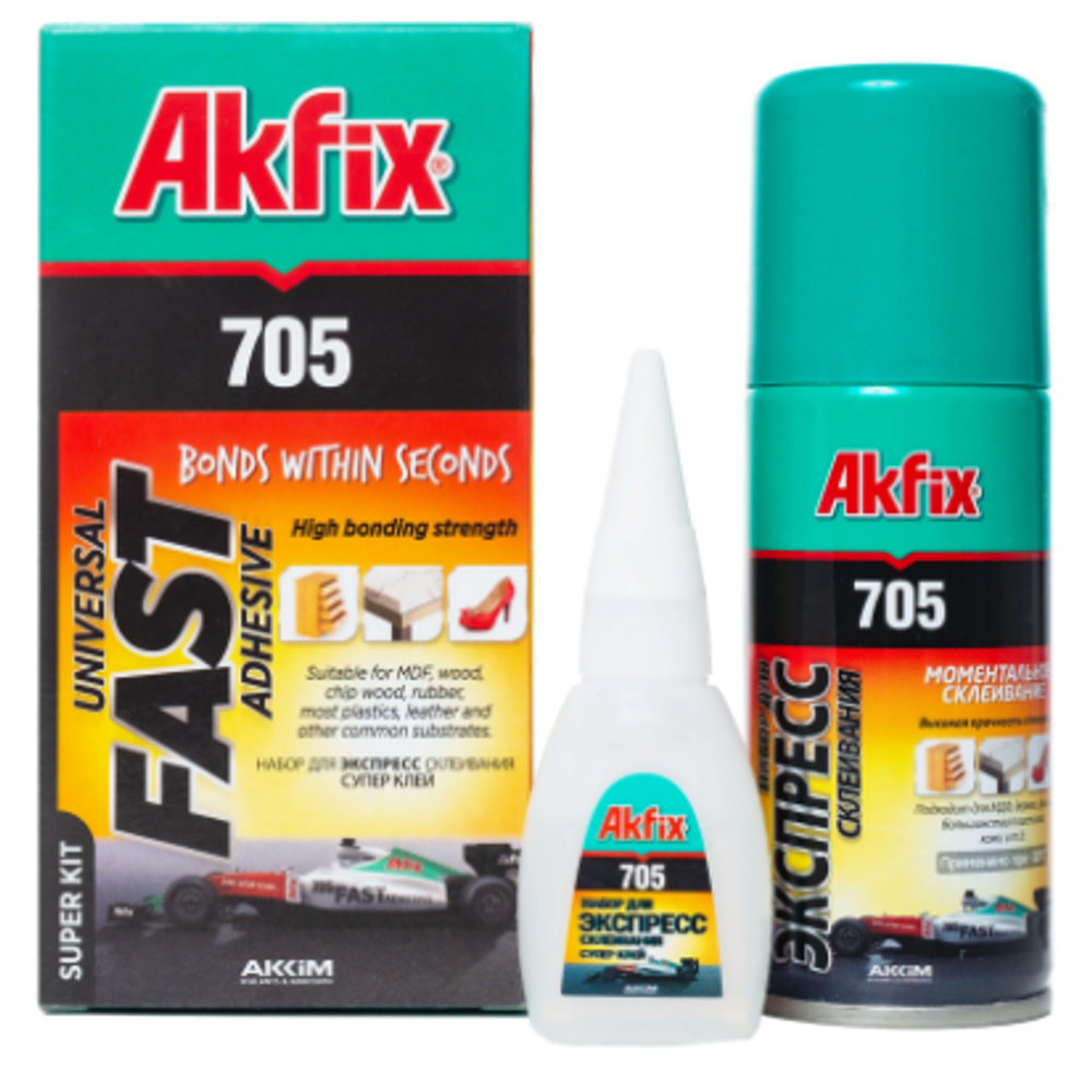 Набор для экспресс склеивания Akfix 705 (25г/100мл/48шт)