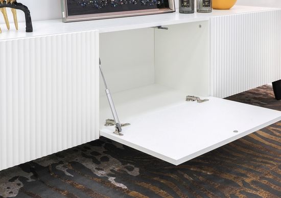 Тумба-ТВ СИРИНИЯ белый с тиснением / белый снег