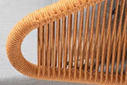 "Милан" кресло плетеное из роупа, каркас алюминий светло-серый (RAL7035) муар, роуп оранжевый меланж круглый, ткань светло-серая