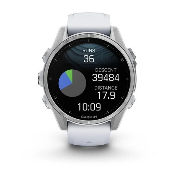 Garmin Fenix 8 Amoled 43 мм – Серебристый, белый ремешок