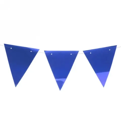 Растяжка «Праздничные флажки» 2,5 м 13*17,5 см Глянец, (10 штук), синий