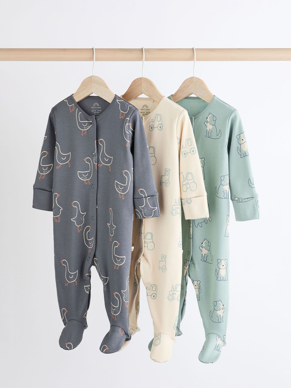 Комбинезон / Cлип для малышей Next K79-529, 3 шт., Серый, Молочный, Мятный