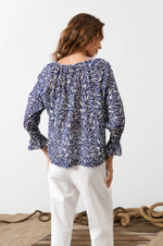22988 Блузка женская (синий принт)