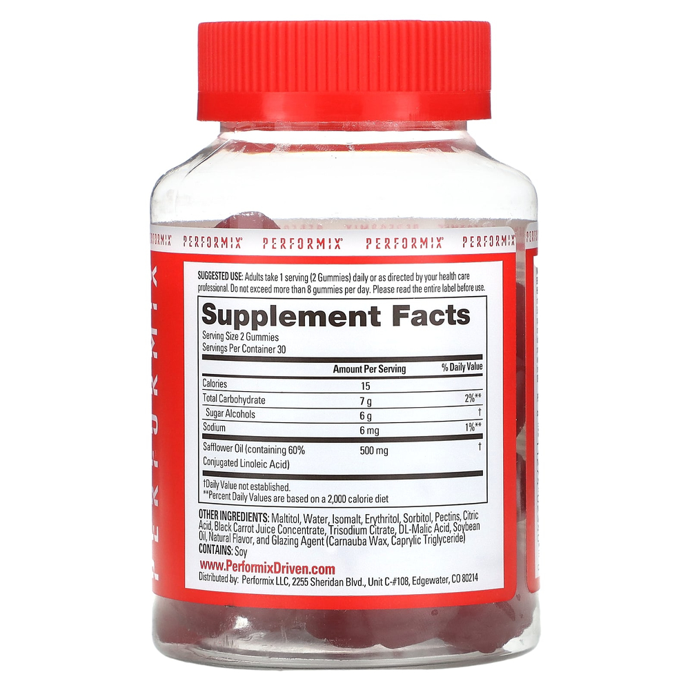 Performix, Ab Cuts CLA, жевательные мармеладки, фруктовый пунш, 500 мг, 60 жевательных мармеладок (250 мг в 1 жевательной мармеладке)