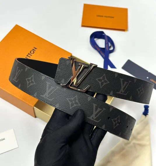 Двухсторонний мужской ремень Louis Vuitton Initiales чёрный