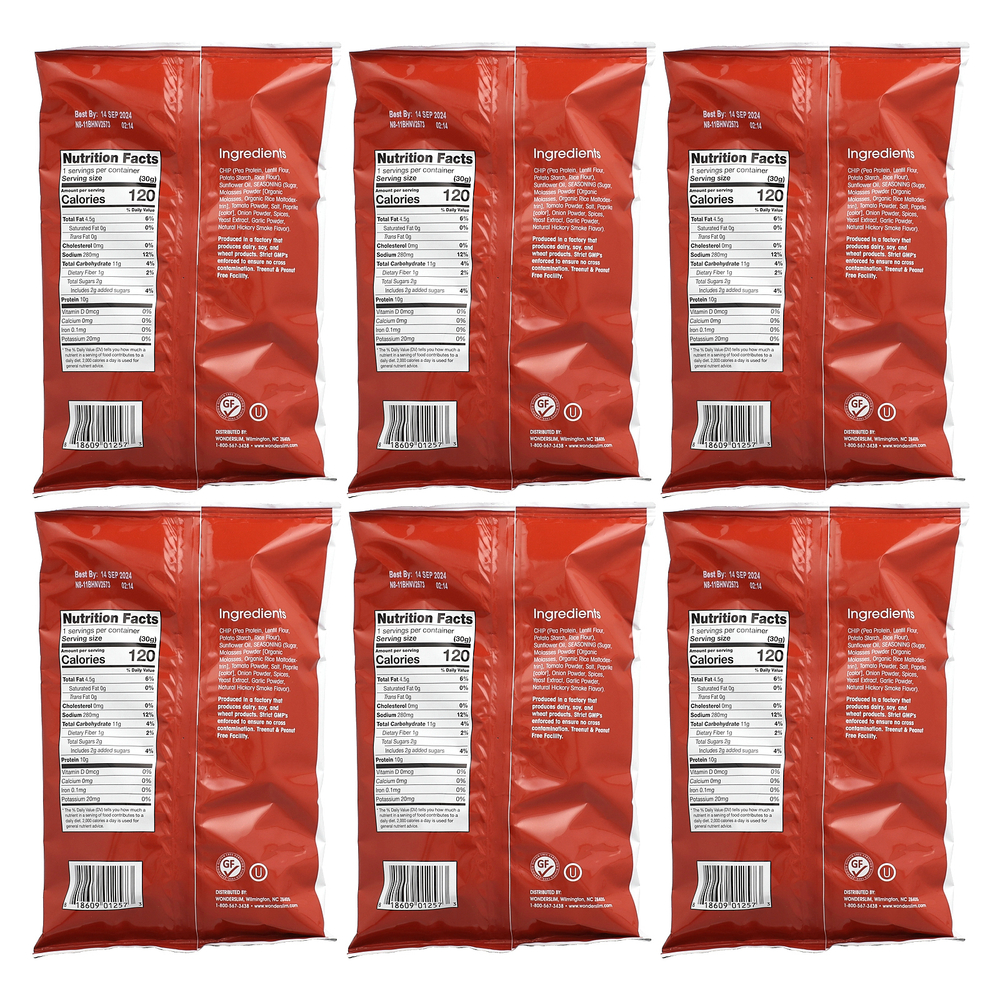 WonderSlim, чипсы из горохового протеина, со вкусом гикория, 6 пакетиков по 30 г (1 унции)