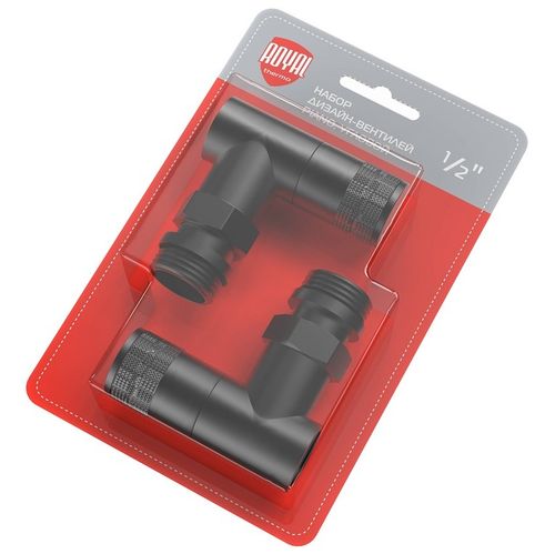 Набор ручной регулировки Royal Thermo Piano (2 шт.) 1/2" угловой, цвет чёрный (RTE 56.0013)