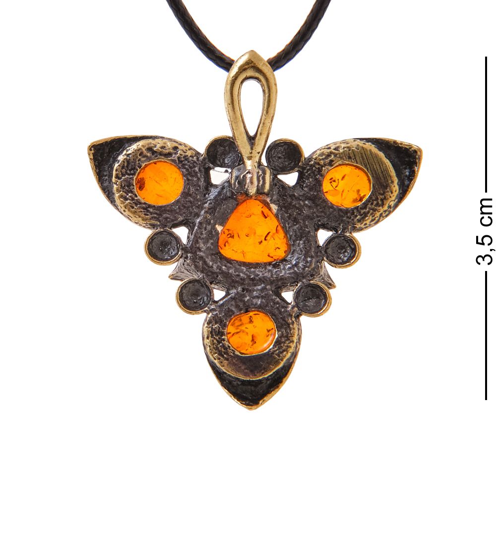 AM-3350 Подвеска «Готика трио» (латунь, янтарь)