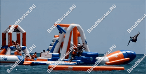 Надувной аквапарк на воде «Планета Аквадром» 30×30×6 м
