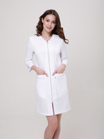 Белый медицинский халат на молнии женский Медис Х-249 3/4 клеон проф