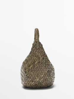 Massimo Dutti Мини-сумока из плетеной кожи наппа, хаки